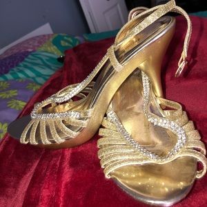 Gold high heels